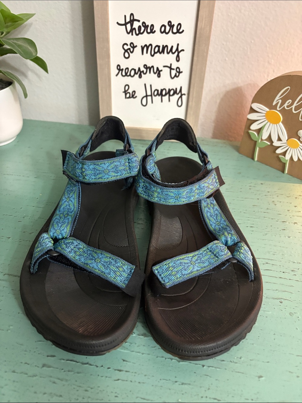 Kids Blue Patterned Sport Sandals